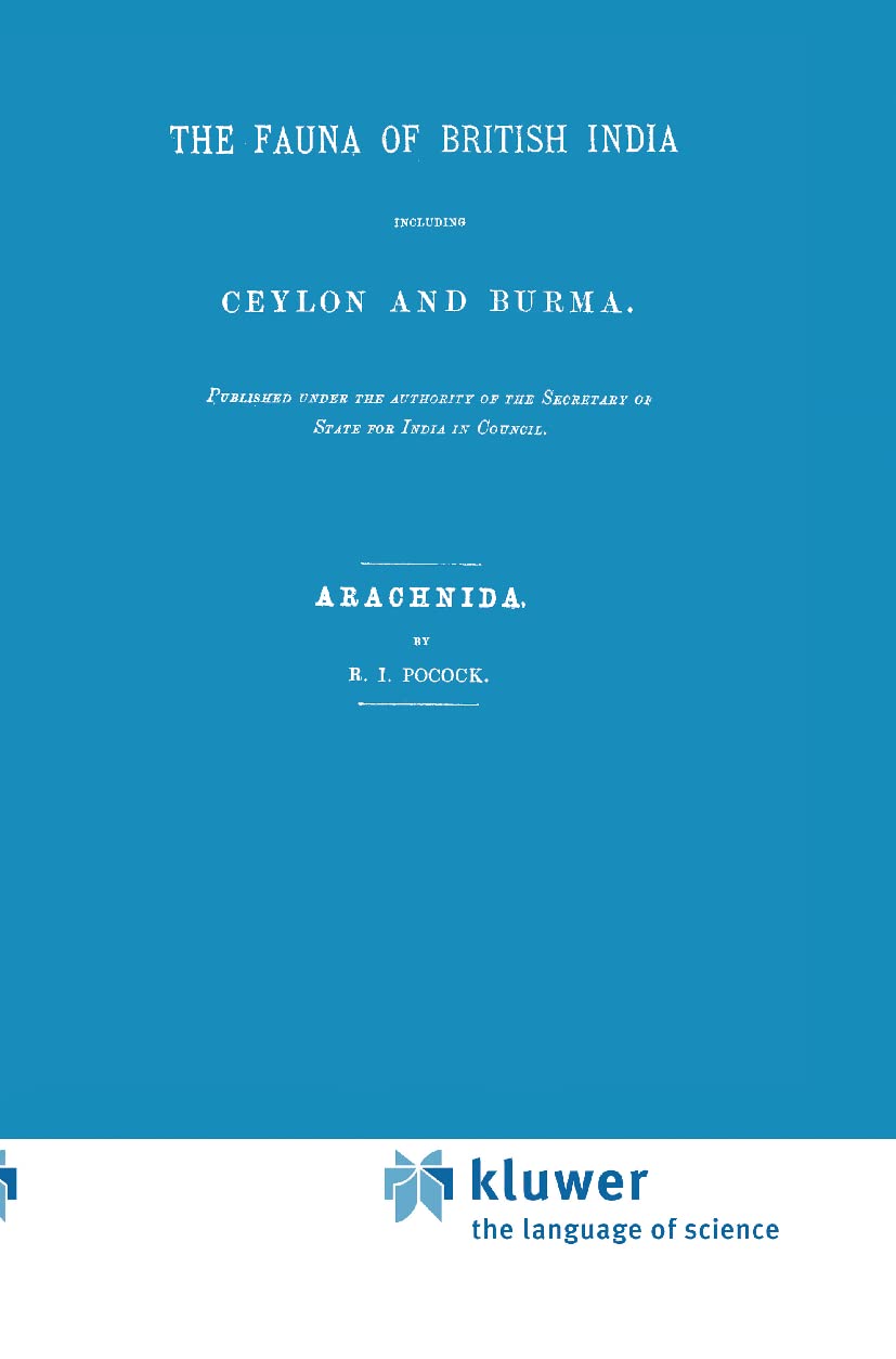 Fauna of British India Including Ceylon and Burma. Arachnida,Used