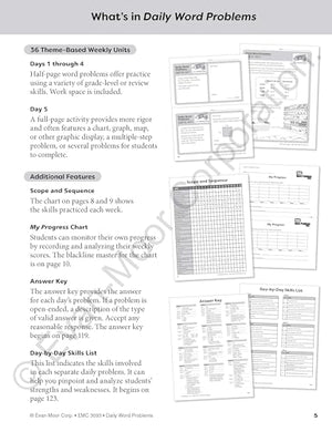 EvanMoor Daily Word Problems, Grade 3, Homeschooling & Classroom Resource Workbook, ProblemSolving Real Life Math Skills, Repr,Used