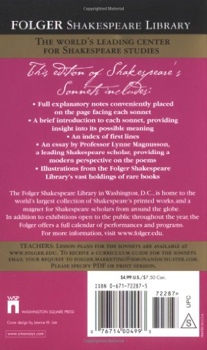 Shakespeare'S Sonnets (Folger Shakespeare Library),Used