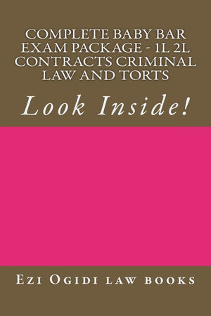 Complete Baby Bar Exam Package  1L 2L Contracts Criminal law and Torts: Look Inside!,Used
