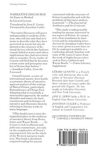 Narrative Discourse: An Essay in Method,New