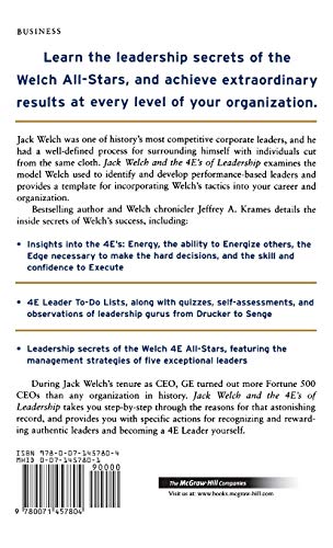 Jack Welch and the 4 E's of Leadership: How to Put GE's Leadership Formula to Work in Your Organization,Used