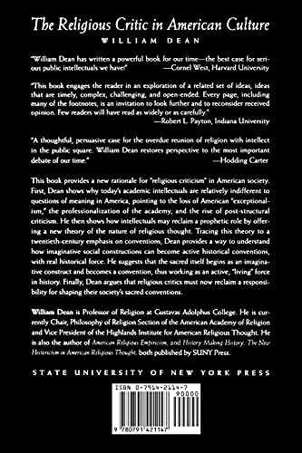 The Religious Critic in American Culture (Emotions),Used