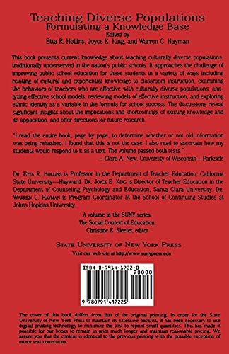 Teaching Diverse Populations: Formulating A Knowledge Base (Suny Series, The Social Context of Education) (Suny Series, Social C,Used