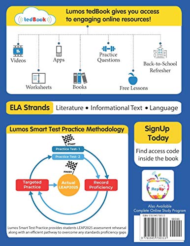 LEAP Test Prep: Grade 4 English Language Arts Literacy (ELA) Practice Workbook and Fulllength Online Assessments: LEAP Study Gu,Used