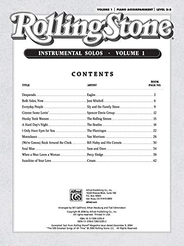 Selections from Rolling Stone Magazine's 500 Greatest Songs of All Time (Instrumental Solos for Strings), Vol 1: Cello, Book & C,Used
