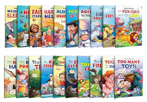 Fox Cubs And The Lion, The First Well, KingS Portrait, The Helping Hands And More - Moral Stories :- Picture Story Books For Kindergarten, Bedtime Story Book | Pack Of 20 Books