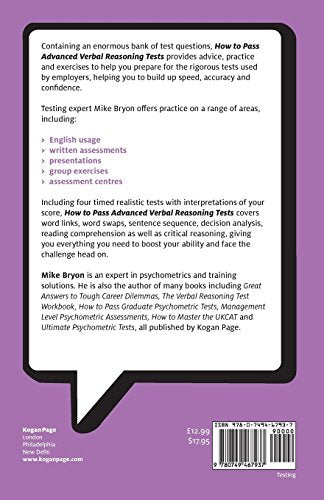 How to Pass Advanced Verbal Reasoning Tests: Essential Practice for English Usage, Critical Reasoning and Reading Comprehension ,Used