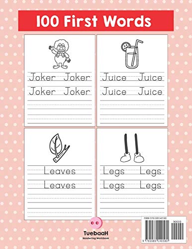 Letter Tracing and Practice: 100 First Words (AZ) Workbook and Letter Tracing Books for Kids Ages 35 (TueBaah Handwriting Work,Used