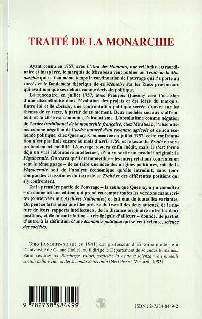 TRAIT DE LA MONARCHIE (French Edition),Used