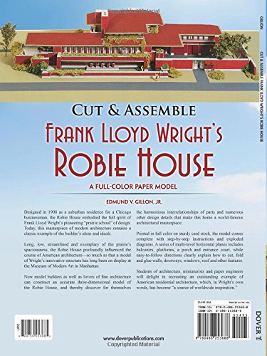 Cut & Assemble Frank Lloyd Wright'S Robie House: A Fullcolor Paper Model (Dover Children'S Activity Books),Used