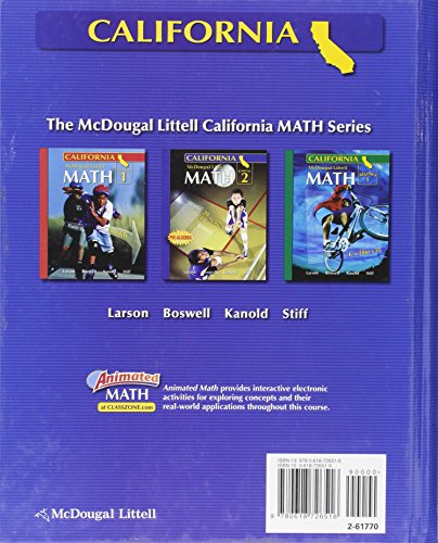 Math, Grade 7 Course 2: Mcdougal Littell Middle School Math California,New
