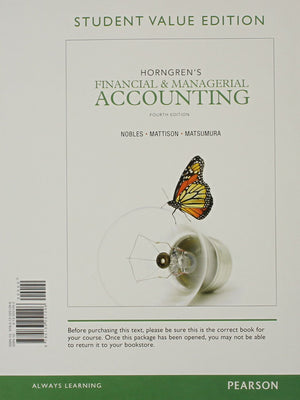 Horngren'S Financial & Managerial Accounting, Student Value Edition (4Th Edition),Used