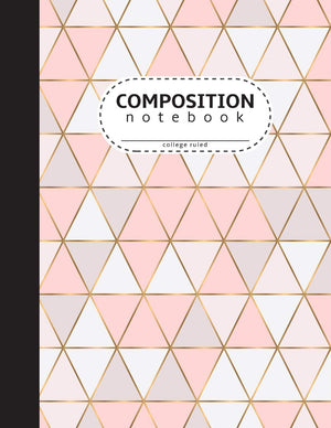 Composition Notebook: Gold and Pink Triangle  School College Ruled Notebook For Students and Kids,Used