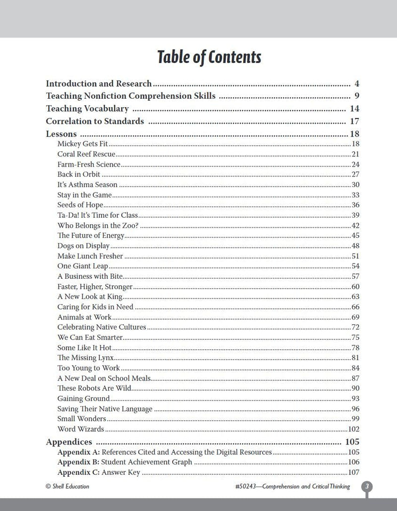 Comprehension and Critical Thinking Grade 3 (Comprehension & Critical Thinking),Used