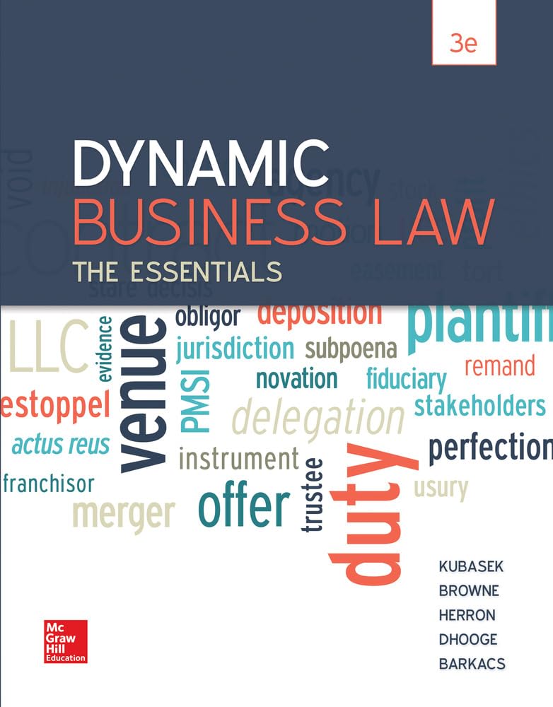 Dynamic Business Law: The Essentials, 3Dr Edition,Used