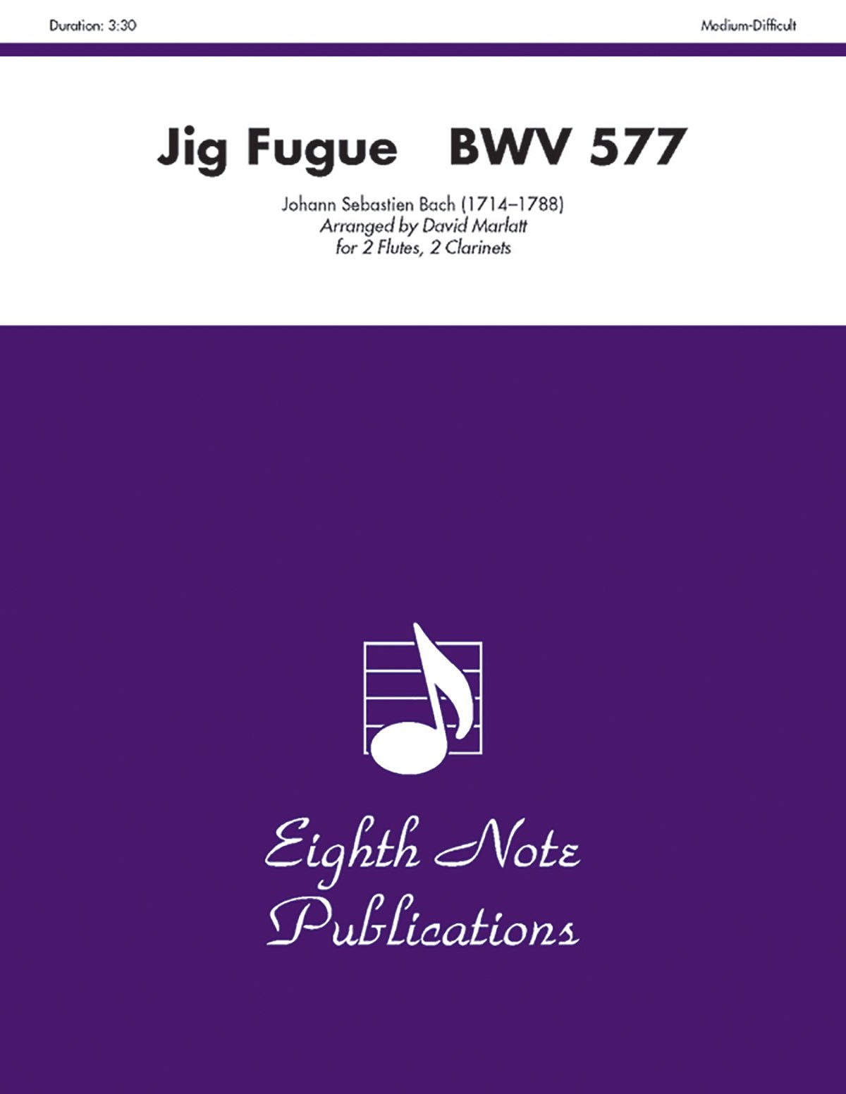 Jig Fugue, BWV 577: Score & Parts (Eighth Note Publications),Used