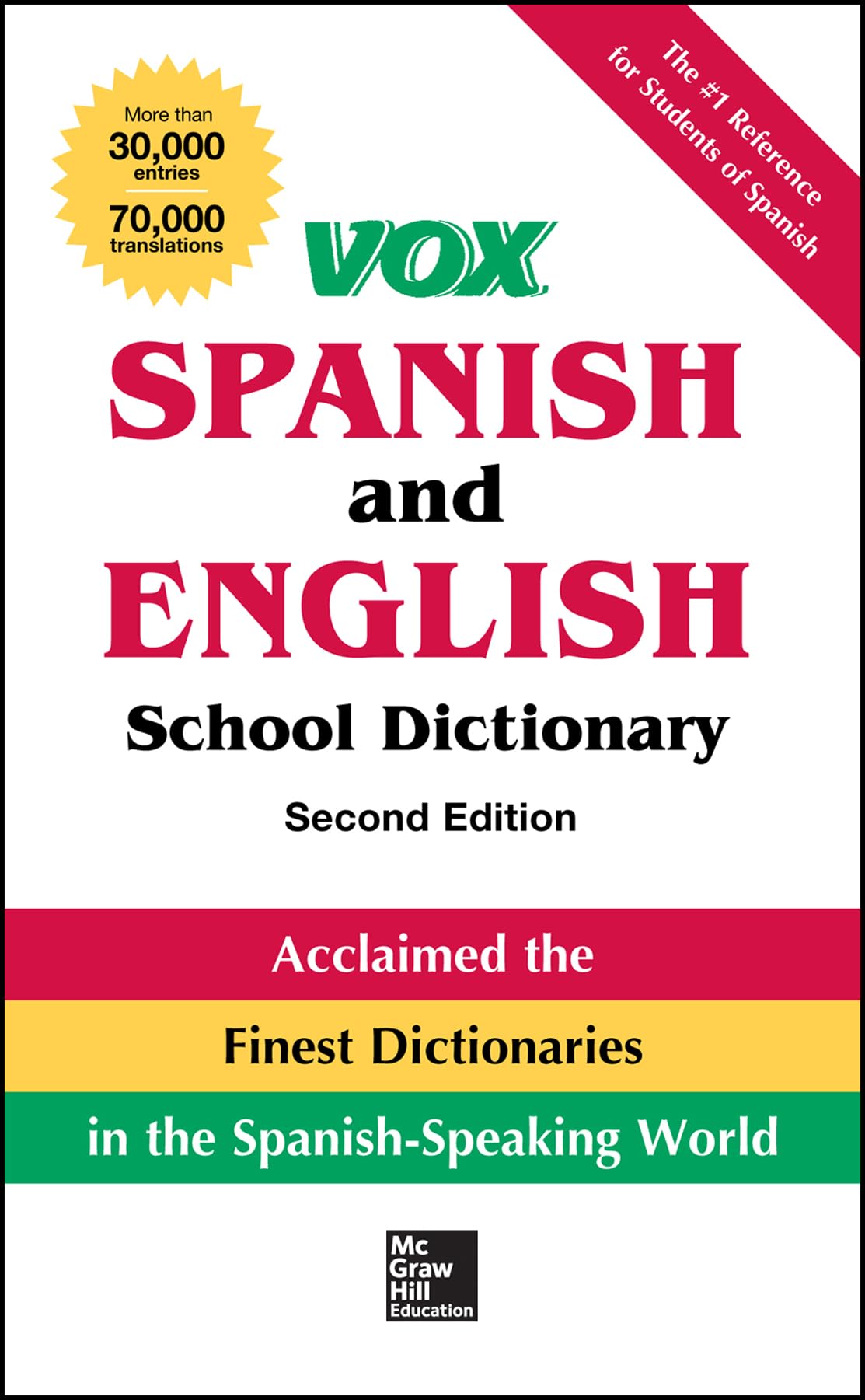 VOX Spanish and English School Dictionary, Paperback, 2nd Edition (Vox Dictionaries),Used
