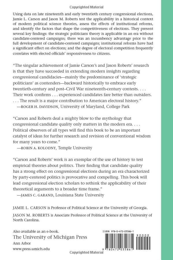 Ambition, Competition, and Electoral Reform: The Politics of Congressional Elections Across Time (Legislative Politics And Polic,Used