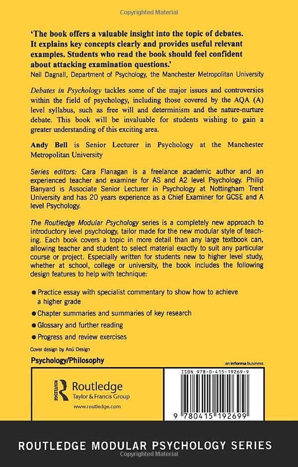 Debates In Psychology (Routledge Modular Psychology),Used