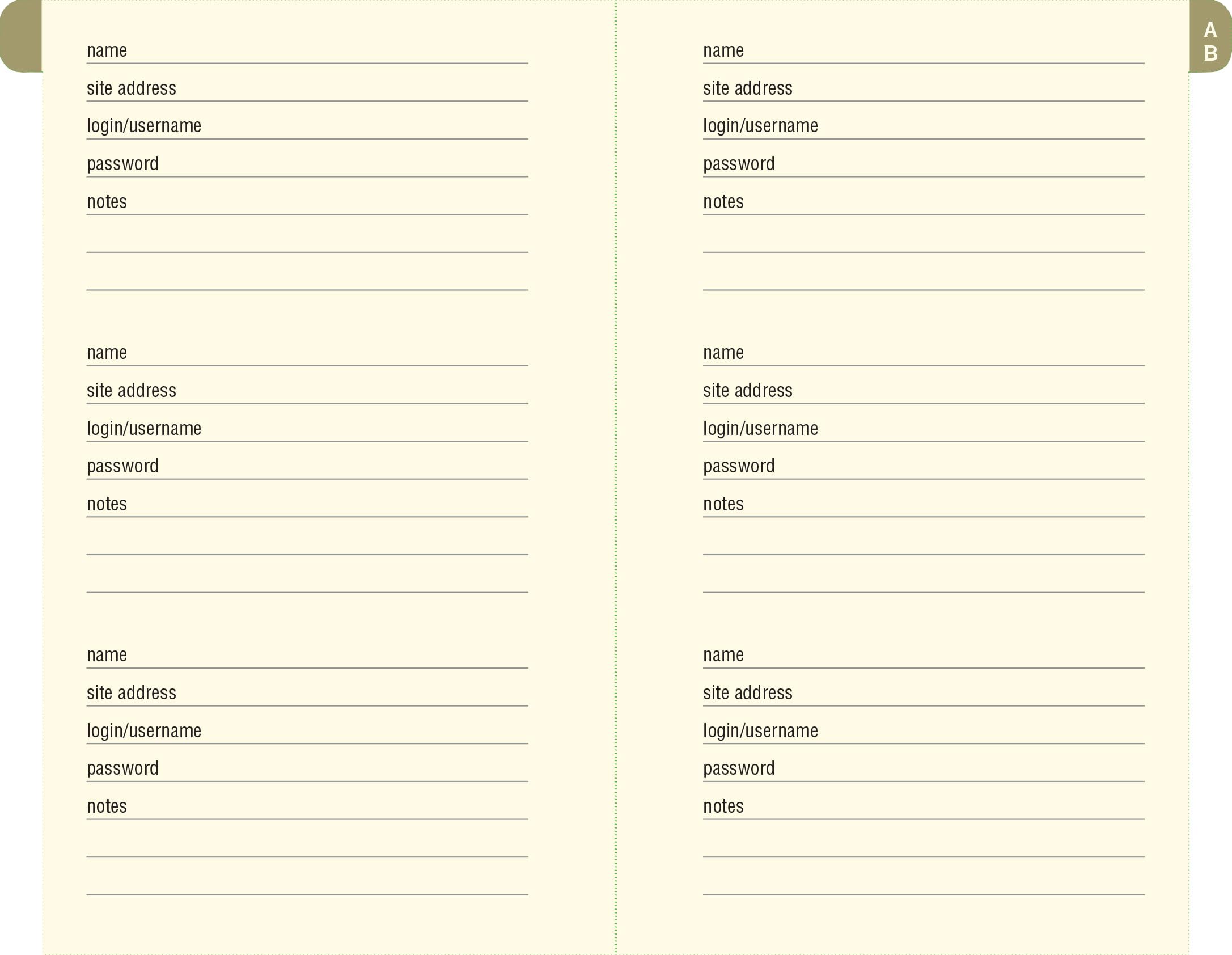 Midnight Floral Internet Address & Password Logbook,Used