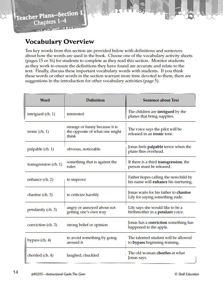 The Giver: An Instructional Guide for Literature  Novel Study Guide for 4th8th Grade Literature with Close Reading and Writing,Used