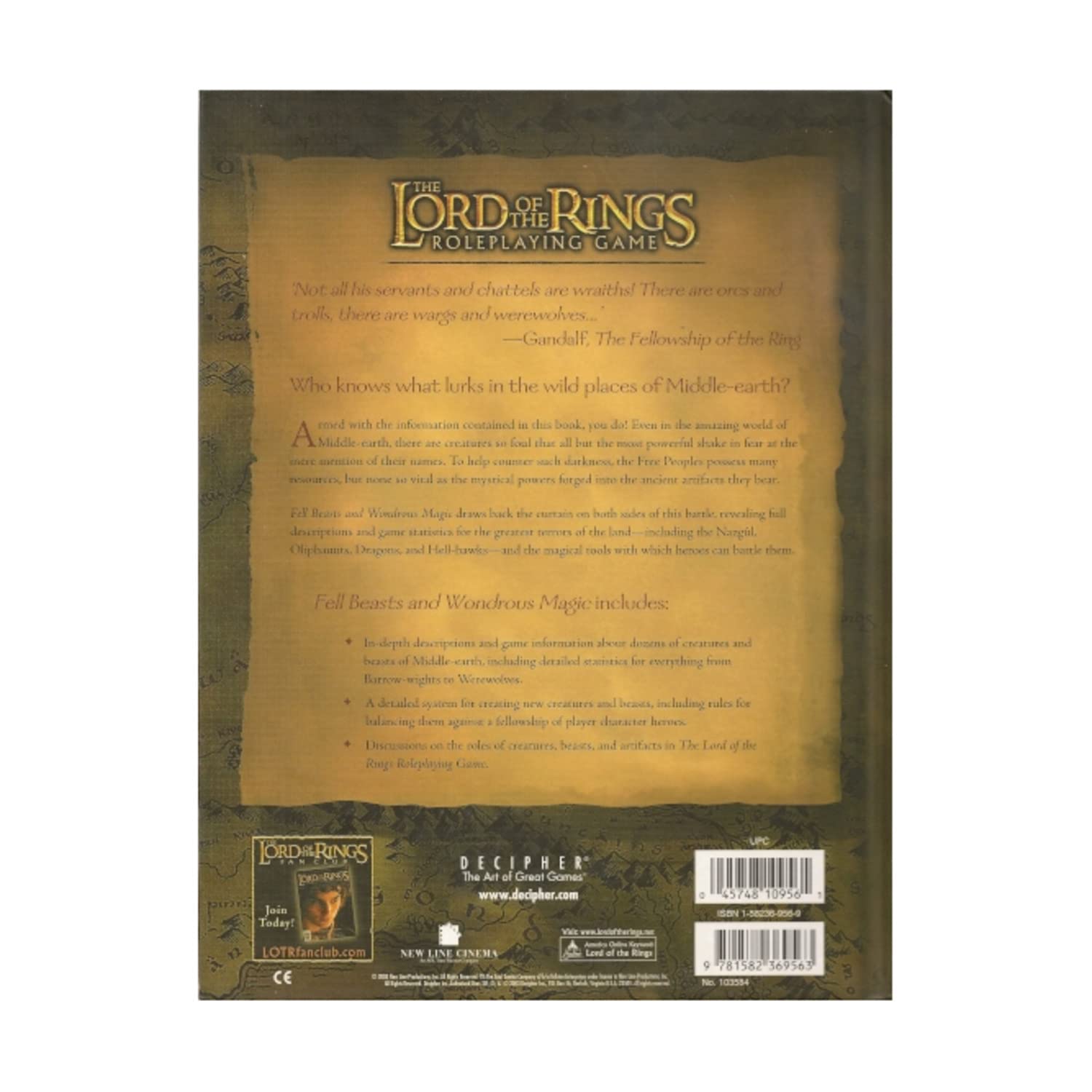 Fell Beasts and Wondrous Magic Sourcebook (The Lord of the Rings Roleplaying Game),Used