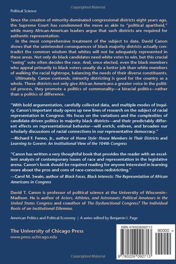 Race, Redistricting, And Representation: The Unintended Consequences Of Black Majority Districts (American Politics And Politica,New