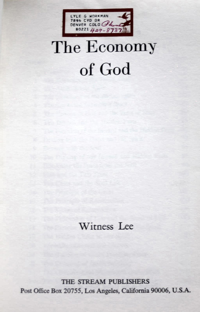 Economy of God, The,New