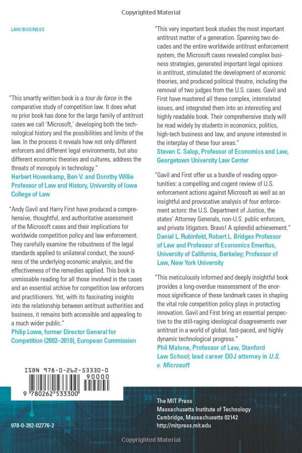 The Microsoft Antitrust Cases: Competition Policy for the Twentyfirst Century,Used