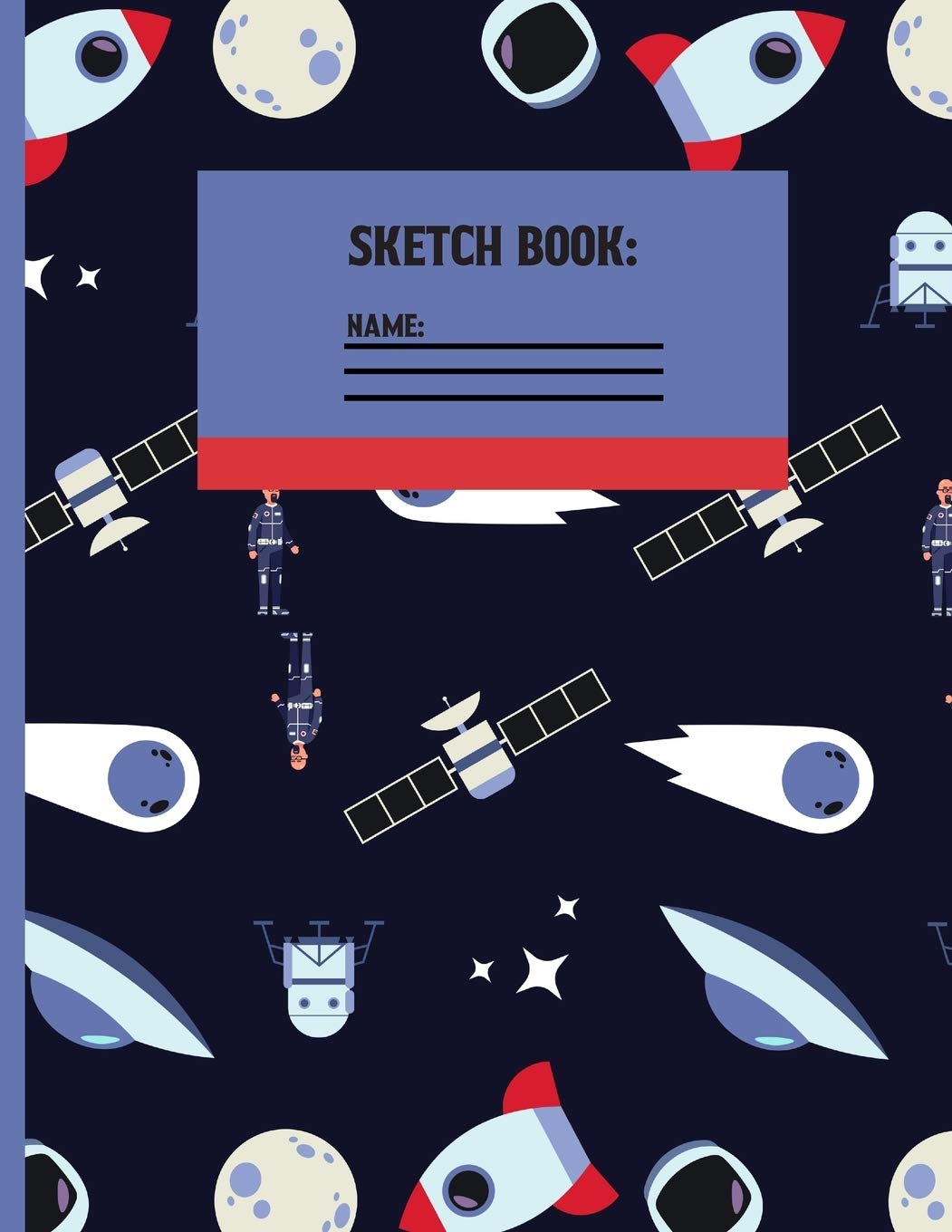 Sketchbook: Black Russian space satellite cute & elegant Sketch paper to draw and sketch in.,Used