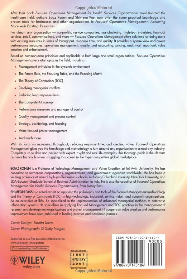 Focused Operations Management: Achieving More with Existing Resources,Used