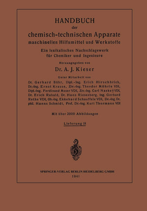 Handbuch der chemischtechnischen Apparate maschinellen Hilfsmittel und Werkstoffe: Ein lexikalisches Nachschlagewerk fr Chemike,Used