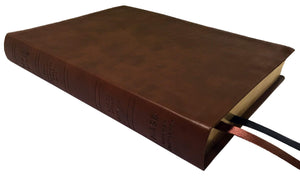 NASB Large Print Ultrathin Reference Bible, Brown, Leathertex, 2020 text,Used