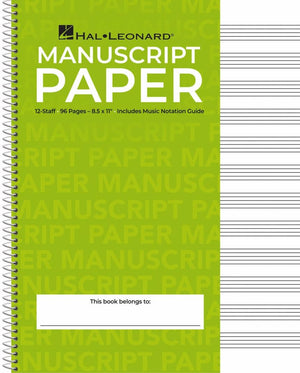 Standard Wirebound Manuscript Paper Green Cover  12 Staves Per Page  Music Notation Guide For Composers Students And Musicians,New