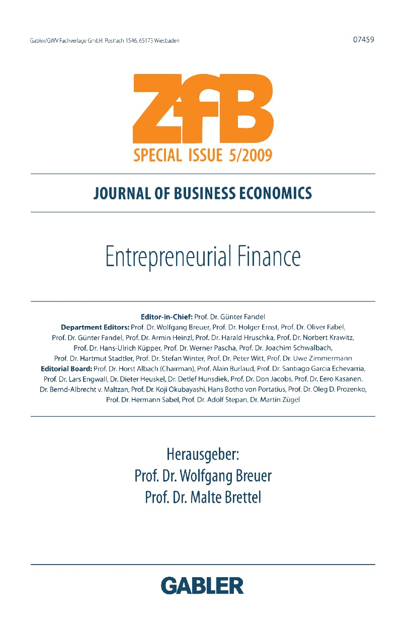 Entrepreneurial Finance (ZfB Special Issue),Used