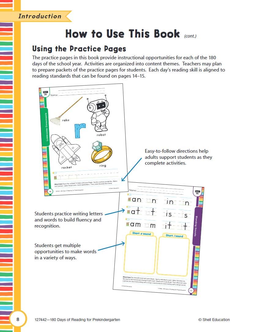 180 Days: Reading for PreKindergarten Practice Workbook for Classroom and Home, Cool and Fun Practice Created by Teachers (180 ,Used