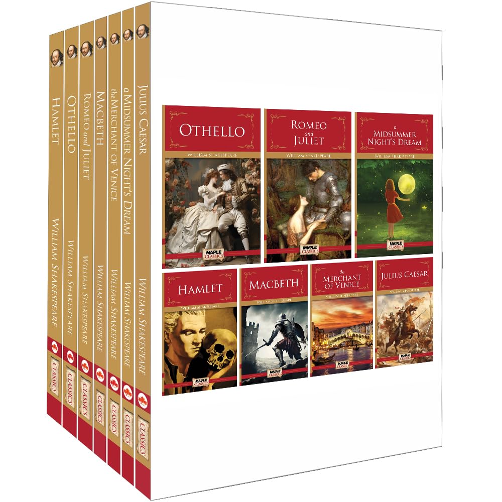 William Shakespeare (Set Of 7 Books) - Othello, Romeo And Juliet, Hamlet, Macbeth, The Merchant Of Venice, A Midsummer NightS Dream, Julius Caesar