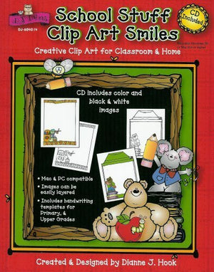 School Stuff Clip Art Smiles with CDRom (D.J. Inkers),Used