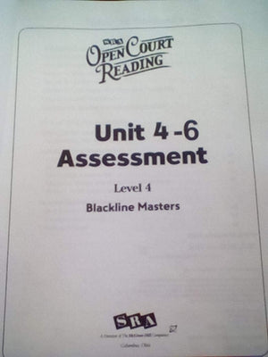 Open Court Reading Unit 4 Assessment Blackline Masters Level 4,Used