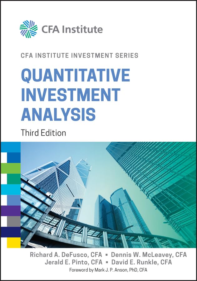 Quantitative Investment Analysis (CFA Institute Investment Series),Used