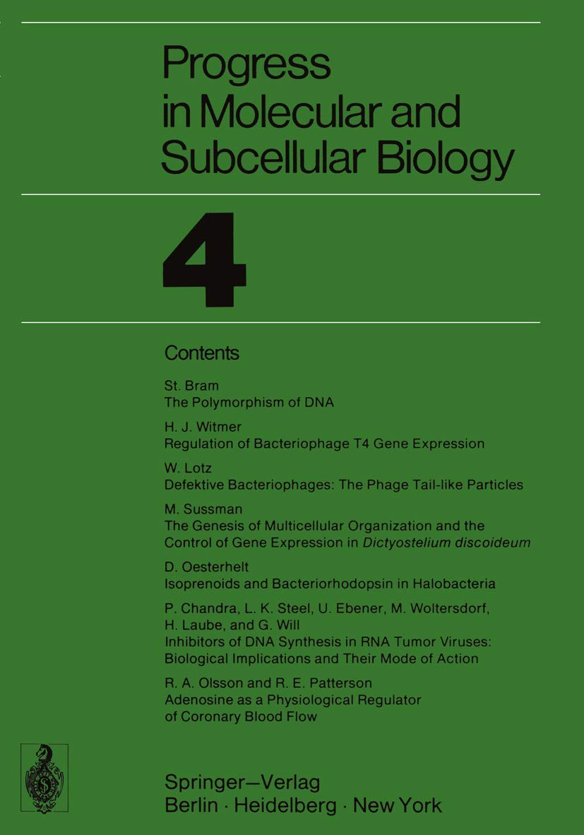 Progress in Molecular and Subcellular Biology (Progress in Molecular and Subcellular Biology, 4),Used