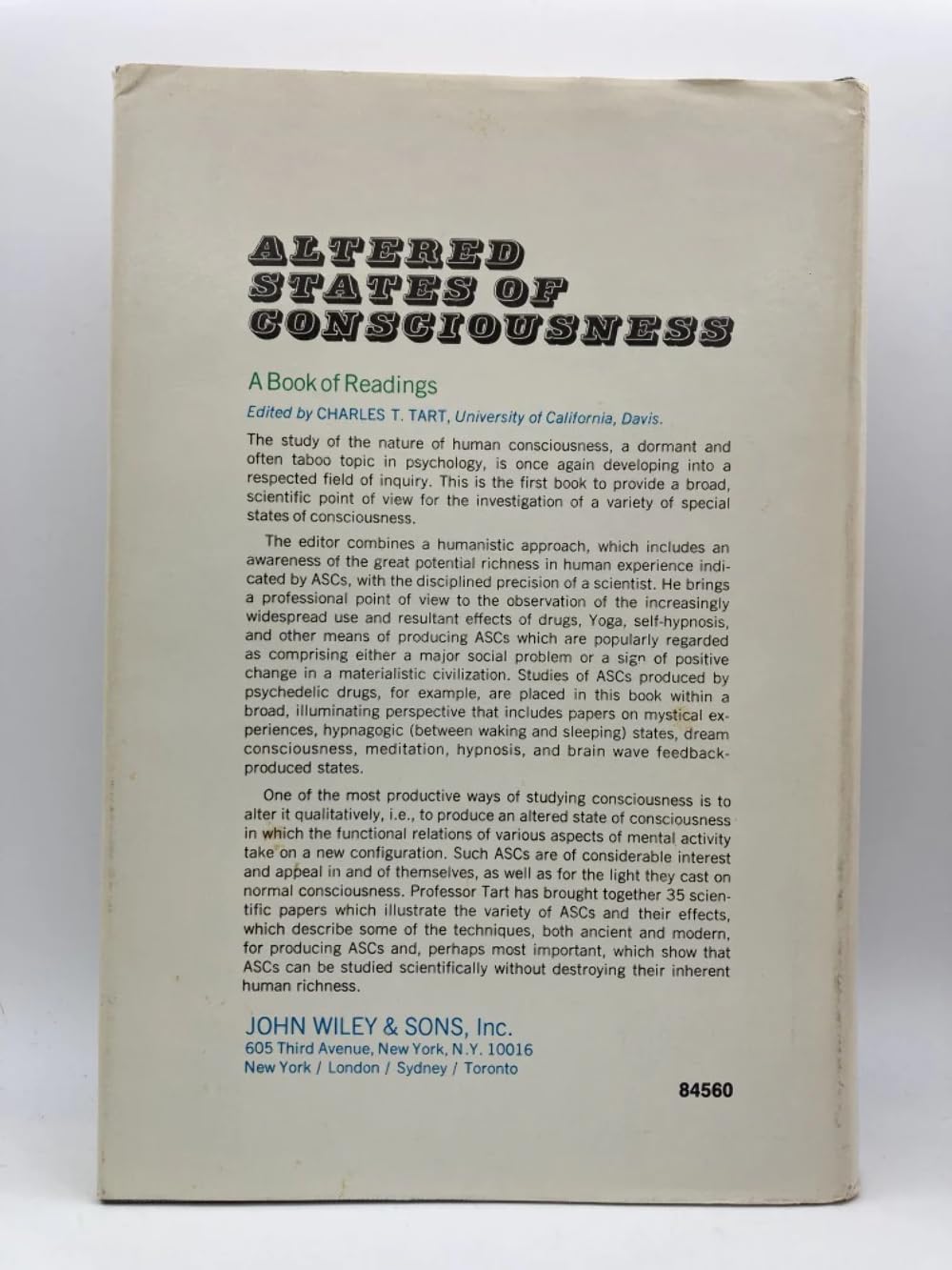 Altered States Of Consciousness: A Book Of Readings,New