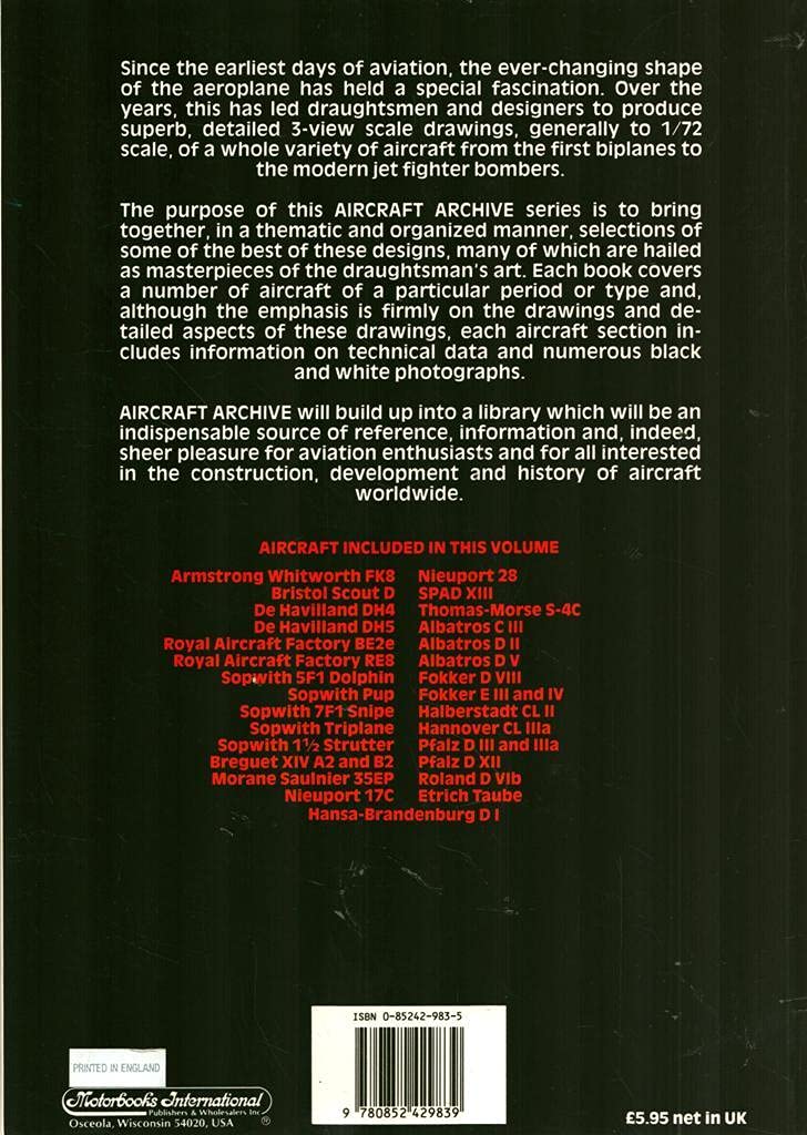 Aircraft Archive: Aircraft of World War I, Vol. 1,Used