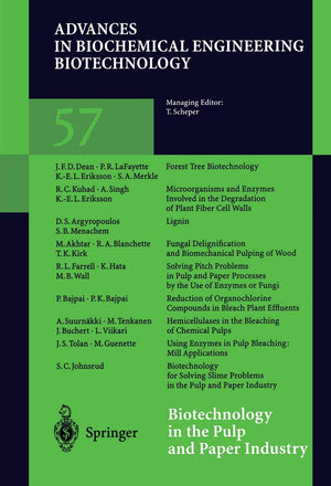 Biotechnology in the Pulp and Paper Industry (Advances in Biochemical Engineering/Biotechnology, 57),Used