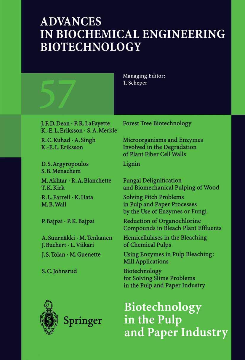 Biotechnology in the Pulp and Paper Industry (Advances in Biochemical Engineering/Biotechnology, 57),Used