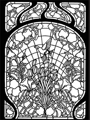Art Nouveau Windows Stained Glass Coloring Book (Dover Design Stained Glass Coloring Book),Used