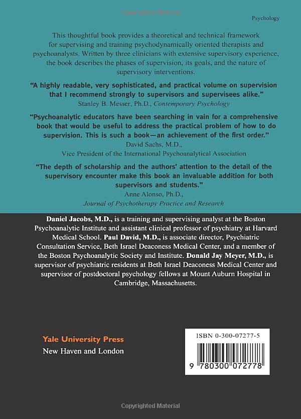The Supervisory Encounter: A Guide for Teachers of Psychodynamic Psychotherapy and Psychoanalysis,Used