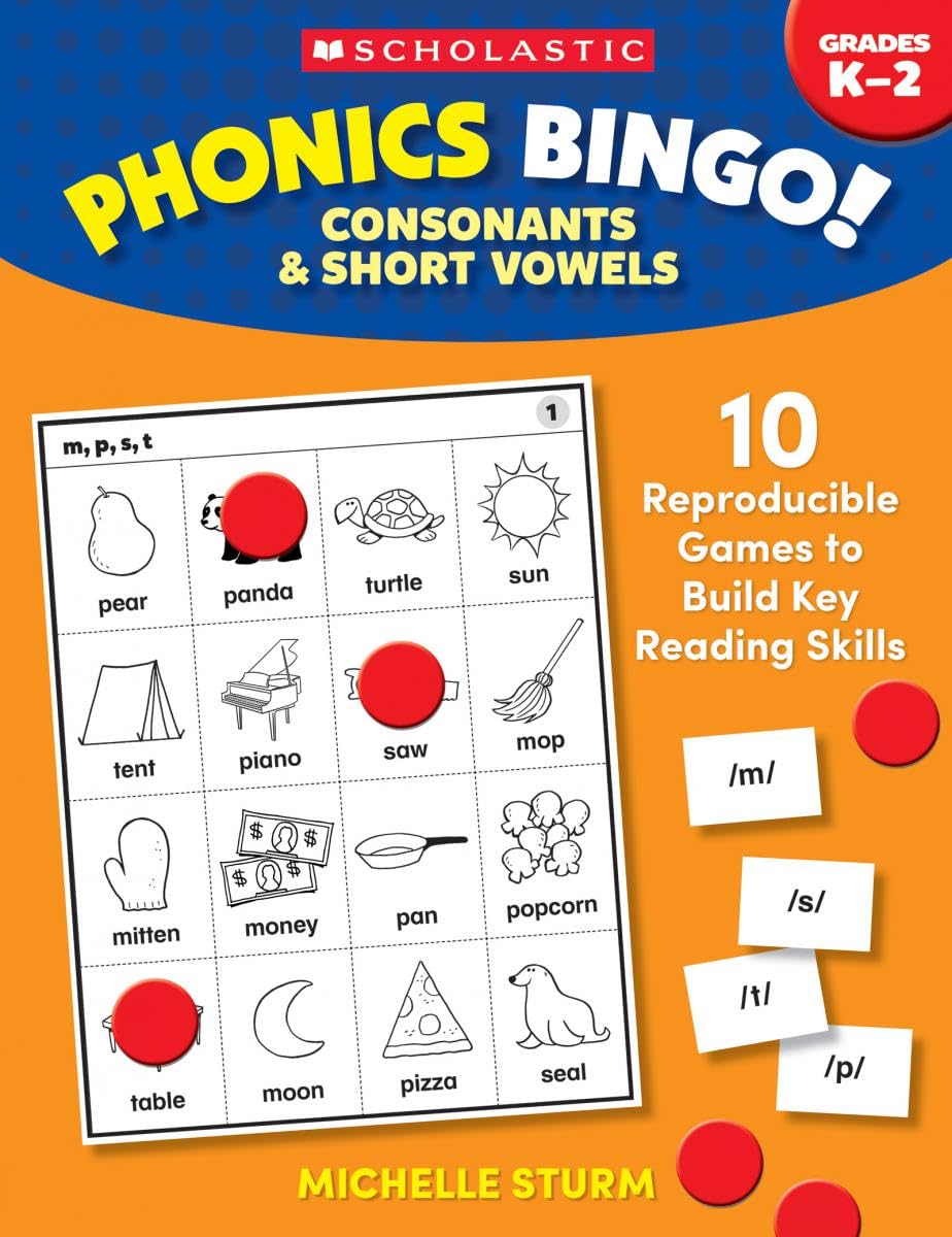 Phonics Bingo: Consonants & Short Vowels: 10 Reproducible Games To Build Key Reading Skills,Used