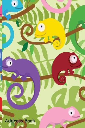 Address Book: For Contacts, Addresses, Phone, Email, Note,Emergency Contacts,Alphabetical Index With Chameleon and Floral Leaves,Used